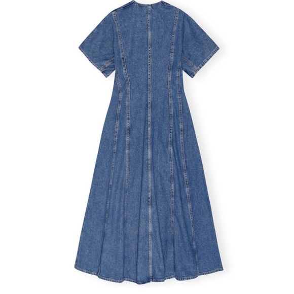 GANNI Future Button Front Organic Cotton Blend Denim Maxi Dress - Picture 3 of 11